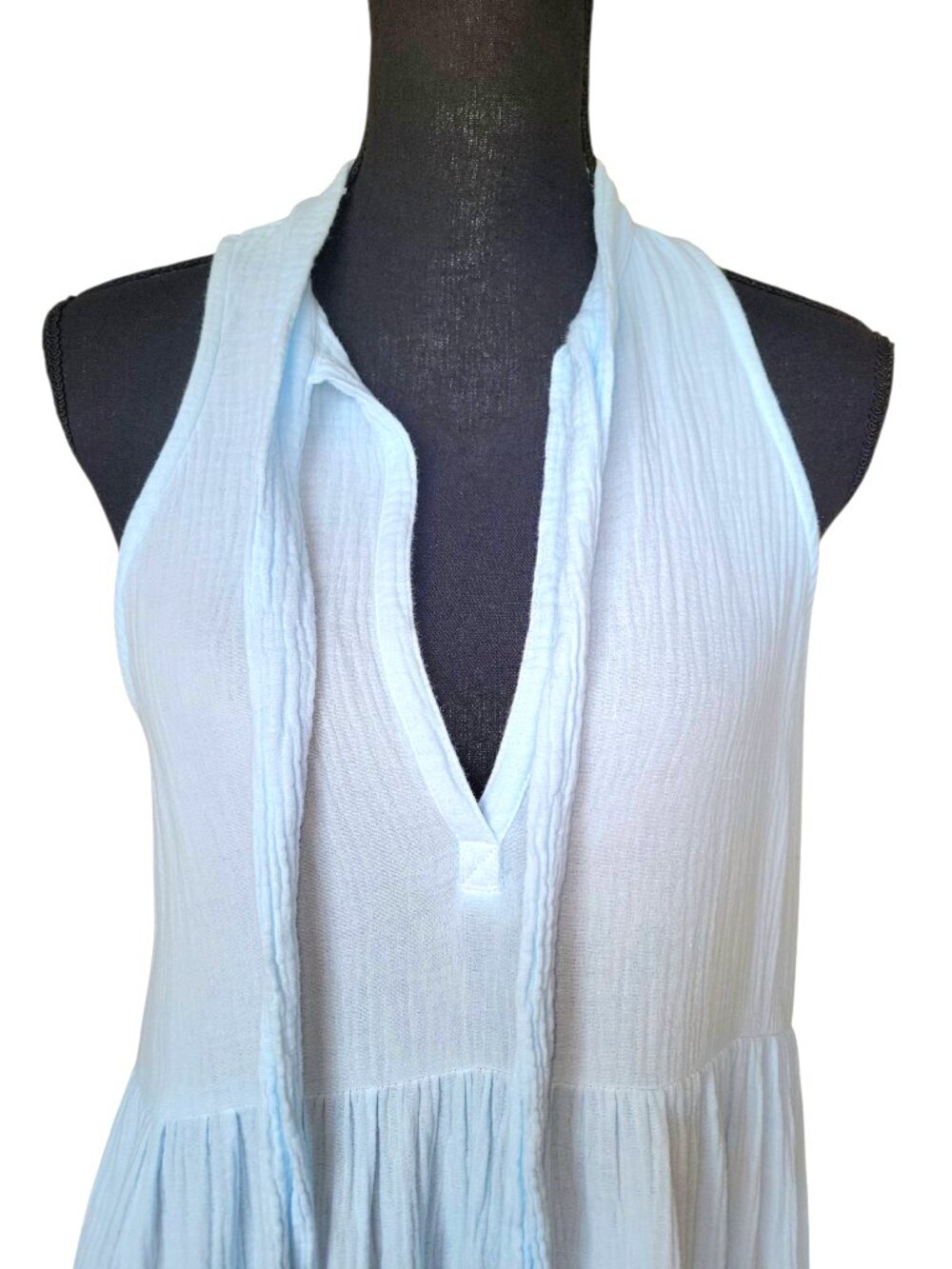 Honorine Light Baby Blue Tiered Neck Straps Maxi Dress Women's Size XS (Fits M!) - Picture 5 of 12